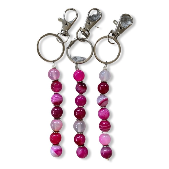 💕HP💕Pink agate beaded keychain - Picture 11 of 11